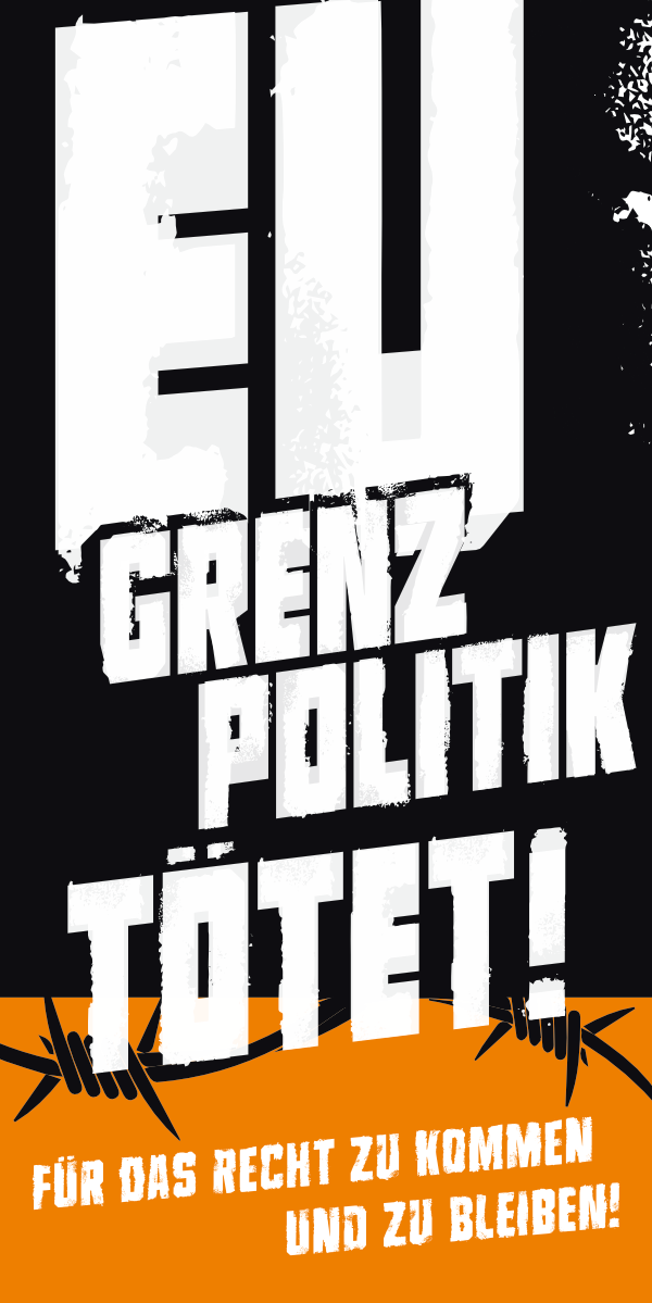 Seebrücke Frankfurt: Flyer EU Grenzpolitik Tötet