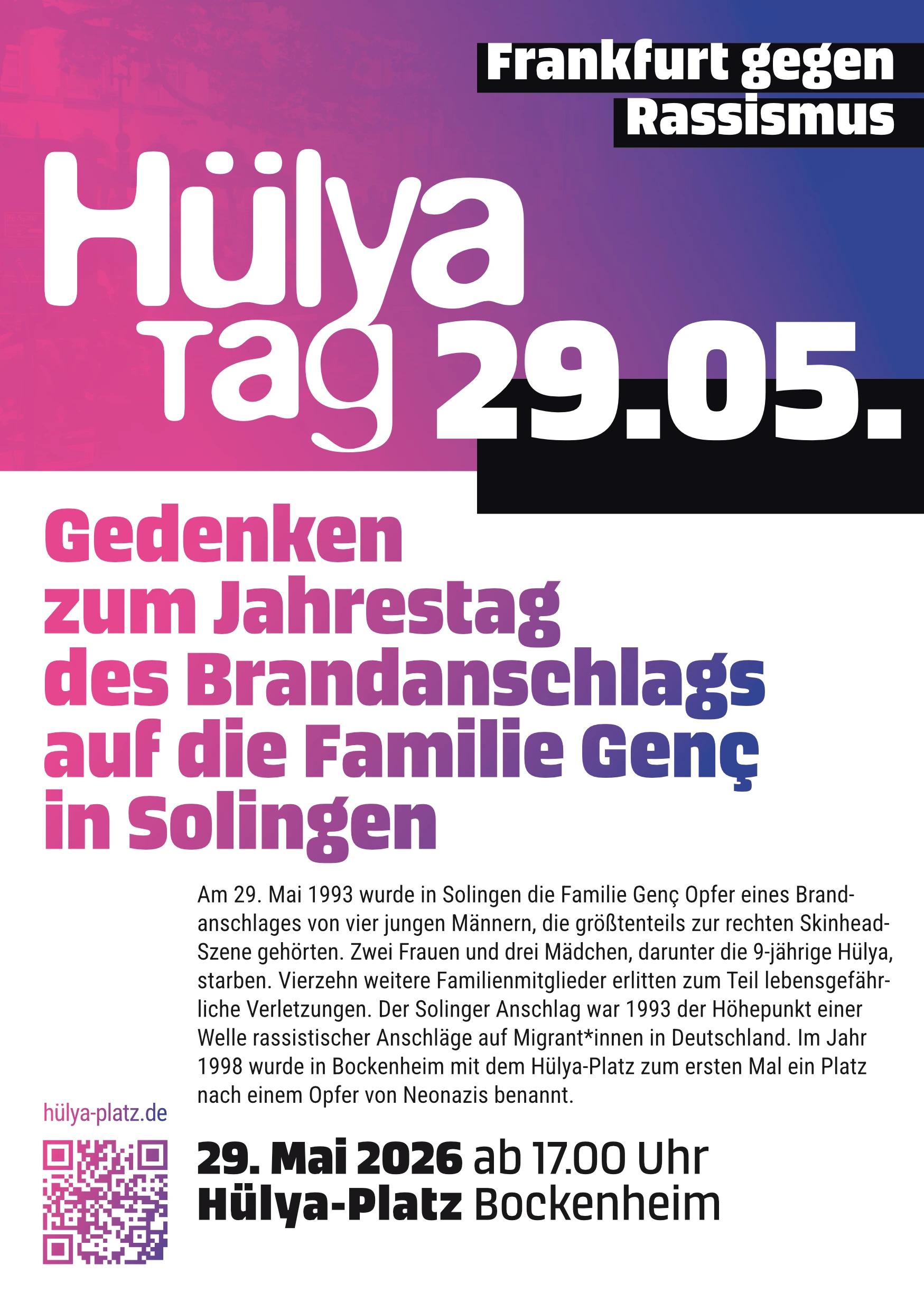 Hülya-Tag 29.05. – Frankfurt gegen Rassismus 2026: Flyer