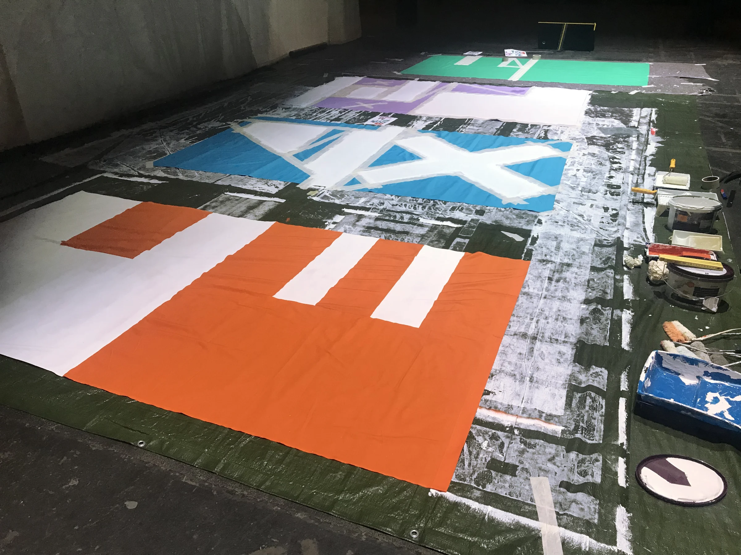 Café EXIL: Workshop Banner in Produktion