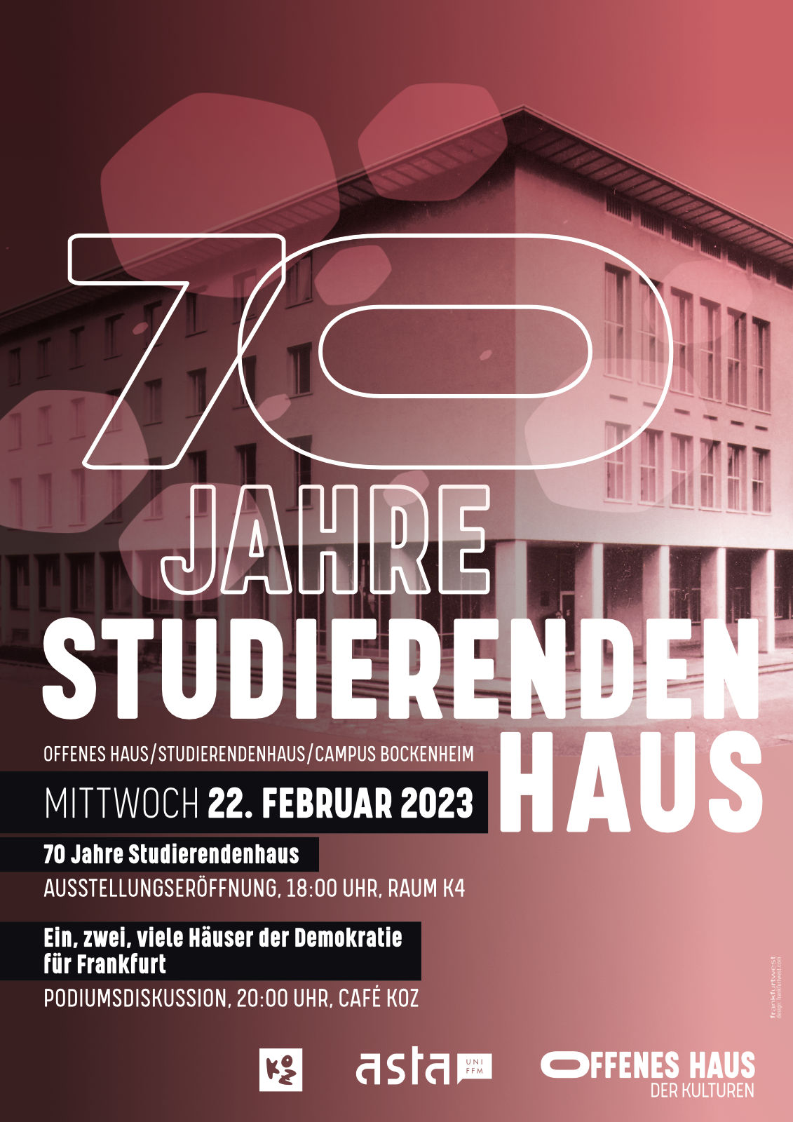 Offenes-Haus: Veranstaltung 70 Jahre Studierendenhaus - Plakat